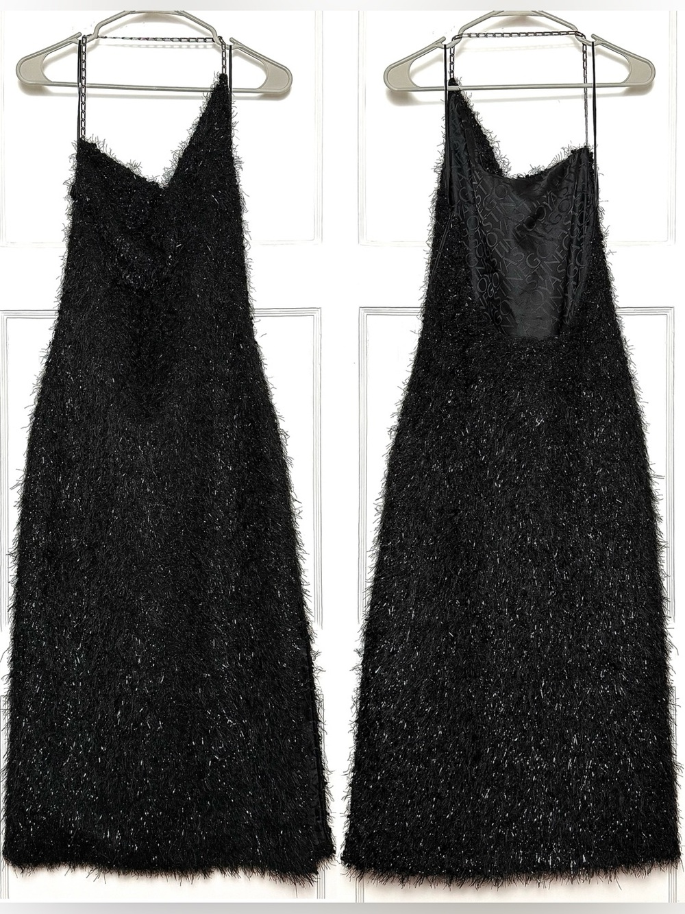 NEW STINE GOYA Chain Halter Neck Tinsel Open Back Old Money Y2K Formal Dress XS - Picture 7 of 12